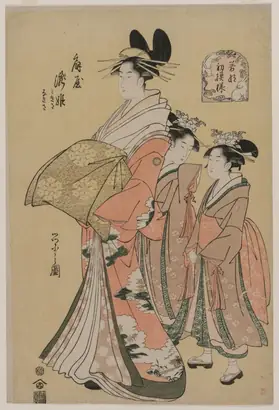 Dokumentasi museum The Courtesan Takihime and Attendants (from the series New Patterns of Young Greens). Chōbunsai Eishi (Japanese, 1756–1829).