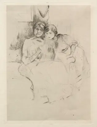 Dokumentasi museum The Drawing Lesson (Berthe Morisot Drawing with Her Daughter). Berthe Morisot (French, 1841–1895).