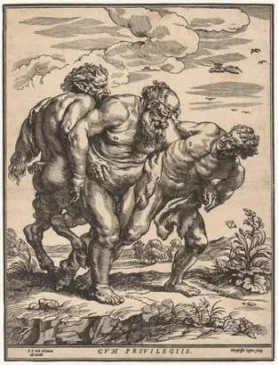 Dokumentasi museum Silenus Accompanied by a Satyr and a Faun. Christoffel Jegher (Flemish, 1596–1652/53); after: Peran menurut katalog: Peter Paul Rubens (Flemish, 1577–1640).