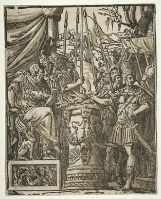 Dokumentasi museum Mucius Scaevola. Andrea Andreani (Italian, about 1558–1610); after: Balthasar Peruzzi (Italian, 1481–1536).