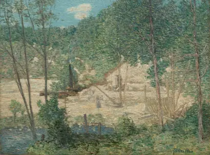 Dokumentasi museum The Building of the Dam. Julian Alden Weir (American, 1852–1919).