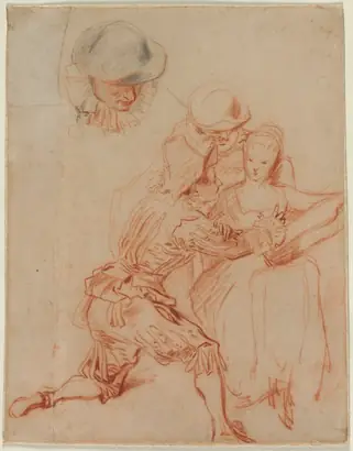Dokumentasi museum Study for "The Romancer" (Le Conteur). Jean-Antoine Watteau (French, 1684–1721).