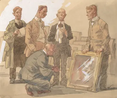 Dokumentasi museum History of a Picture No. 1: Before the Jury. Frank Wilcox (American, 1887–1964).