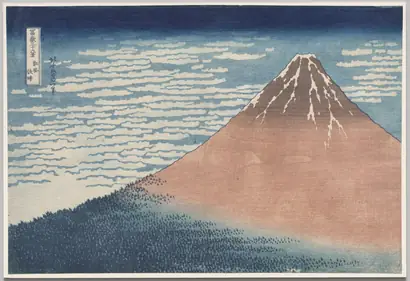 Dokumentasi museum South Wind, Clear Sky, from Thirty-Six Views of Mount Fuji. Katsushika Hokusai (Japanese, 1760–1849).
