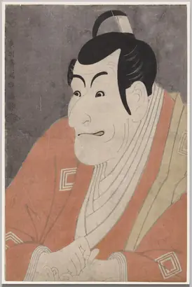 Dokumentasi museum Ichikawa Ebizō IV (Danjurō) as Takemura Sadanoshin in The Loving Wife's Parti-Colored Reins. Tōshūsai Sharaku (Japanese, active 1794–95).