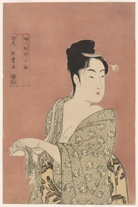 Dokumentasi museum The Flirtatious Type, from Ten Types in the Physiognomy of Women. Kitagawa Utamaro (Japanese, c. 1754–1806).
