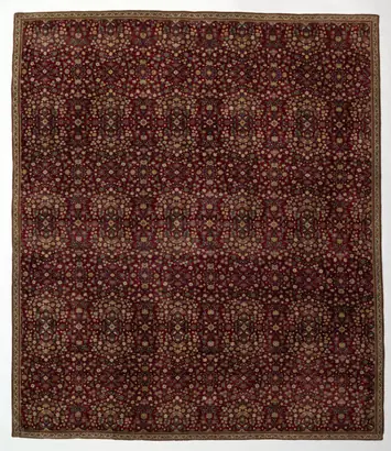 Dokumentasi museum Woolen carpet with millefleurs decoration. Nama pembuat belum tercantum pada daftar atribusi museum.