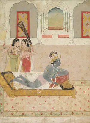 Dokumentasi museum Krishna Awaiting Radha. Nama pembuat belum tercantum pada daftar atribusi museum.