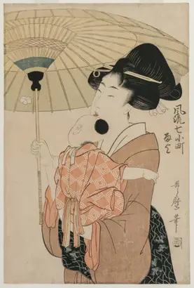 Dokumentasi museum Prayers for Rain, from the series Seven Elegant Komachi. Kitagawa Utamaro (Japanese, c. 1754–1806).