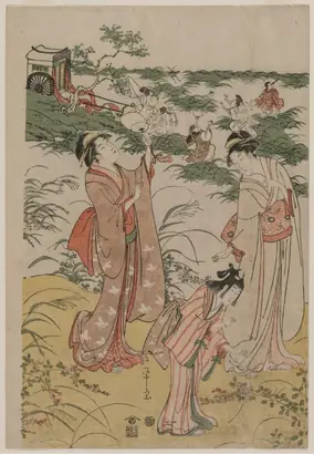 Dokumentasi museum Women Chasing Crickets on an Autumn Moor. Chōbunsai Eishi (Japanese, 1756–1829).