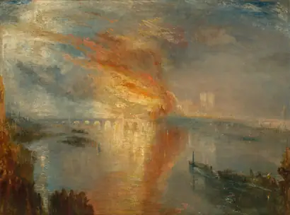 Dokumentasi museum The Burning of the Houses of Lords and Commons, 16 October 1834. Joseph Mallord William Turner (British, 1775–1851).