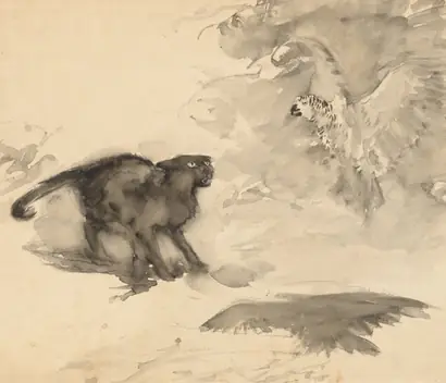 Dokumentasi museum The Parrot and the Cat (Sketch for "Good-Night" by Eleanor Gates). Arthur Rackham (British, 1867–1939).