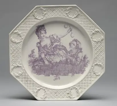 Dokumentasi museum Plate Depicting the Soap Bubble Blower (La souffleuse de savon). printed by: Jean Daulle (French, 1703–1763); after: painter: François Boucher (French, 1703–1770).
