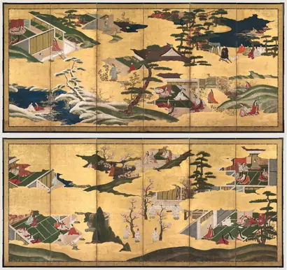 Dokumentasi museum Scenes from the Tale of Genji. Nama pembuat belum tercantum pada daftar atribusi museum.
