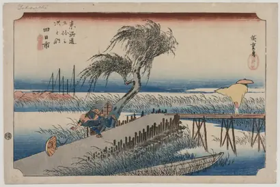 Dokumentasi museum Yokkaichi: View of the Mie River, from the series The Fifty-Three Stations of the Tōkaidō. Utagawa Hiroshige (Japanese, 1797–1858).