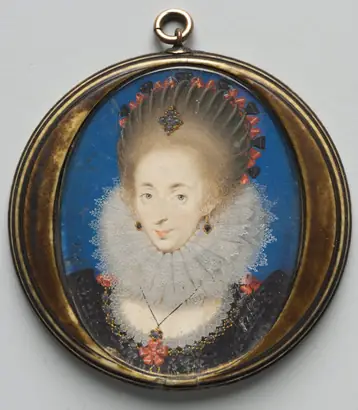 Dokumentasi museum Portrait of Lucy Russell, Countess of Bedford, née Harrington. studio of: Isaac Oliver (French, c. 1565–1617).