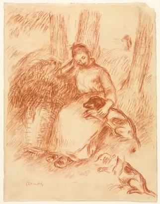 Dokumentasi museum Peasant Girl with Dog. Pierre-Auguste Renoir (French, 1841–1919).