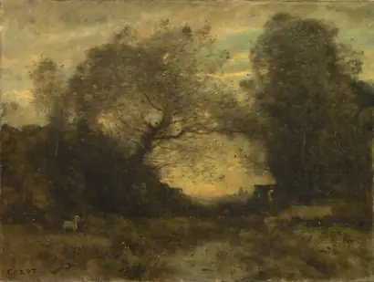 Dokumentasi museum The Pond at the Entrance of the Woods. Jean Baptiste Camille Corot (French, 1796–1875).
