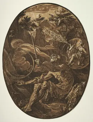 Dokumentasi museum The Deities: Demogorgon in the Cave of Eternity. Hendrick Goltzius (Dutch, 1558–1617).