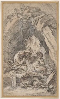 Dokumentasi museum Fountain with Two Tritons Blowing Conch Shells. François Boucher (French, 1703–1770).