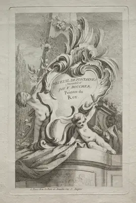 Dokumentasi museum No. 1: Title Page. Gabriel Huquier (French, 1695–1772); after: François Boucher (French, 1703–1770).