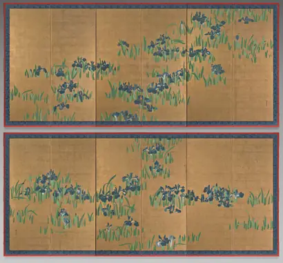 Dokumentasi museum Irises. Watanabe Shikō (Japanese, 1683–1755).