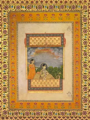 Dokumentasi museum Princess and attendant in trompe l’oeil window. Aqil Khan (Indian, active mid-1700s).