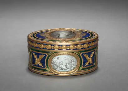 Dokumentasi museum Snuff Box (Tabatière) with Portrait of Marie Antoinette. manufactured by: Pierre-François-Mathis de Beaulieu (French); miniatures by: François Dumont (French, 1751–1831).
