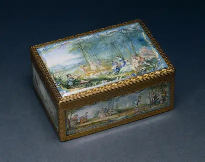 Dokumentasi museum Snuff Box (Tabatière). made by: Jean Ducrollay (French, 1709–1787); miniatures by: Louis Nicolas van Blarenberghe (French, 1716–1794).