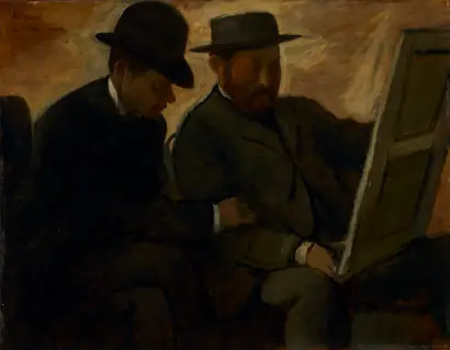 Dokumentasi museum Paul Lafond and Alphonse Cherfils Examining a Painting. Edgar Degas (French, 1834–1917).