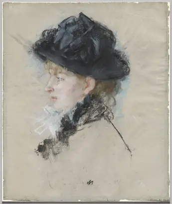 Dokumentasi museum Mademoiselle Louise Riesener in a Hat. Berthe Morisot (French, 1841–1895).