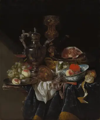 Dokumentasi museum Silver Wine Jug, Ham, and Fruit. Abraham van Beyeren (Dutch, 1620/21–1690).