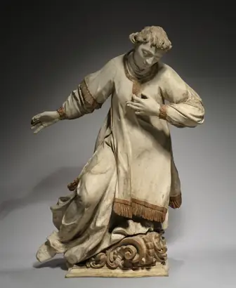 Dokumentasi museum Kneeling Saint. Nama pembuat belum tercantum pada daftar atribusi museum.
