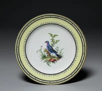 Dokumentasi museum Plate (assiette unie). manufacturer: Sèvres Porcelain Factory (French, est. 1756); painter: Etienne Evans (French, 1733–1806).
