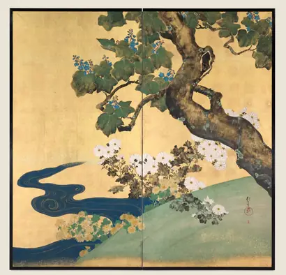 Dokumentasi museum Paulownias and Chrysanthemums. Sakai Hōitsu (Japanese, 1761–1828).