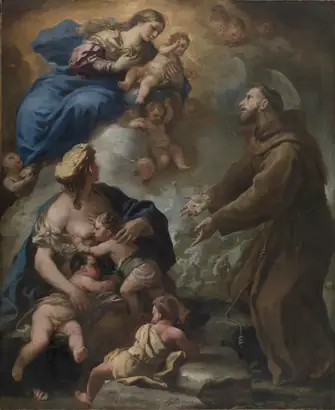 Dokumentasi museum The Virgin and Child Appearing to Saint Francis of Assisi. Luca Giordano (Italian, 1634–1705).