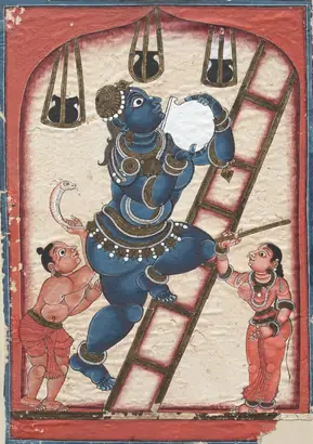 Dokumentasi museum Krishna Stealing Curds. Nama pembuat belum tercantum pada daftar atribusi museum.