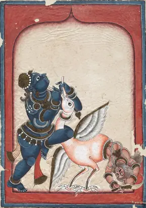 Dokumentasi museum Krishna Vanquishing the Crane-Demon Bakasura. Nama pembuat belum tercantum pada daftar atribusi museum.