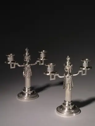 Dokumentasi museum Pair of Candelabra. maker: House of Fabergé (Russian, 1842–1918); workmaster: Julius Alexandrovitch Rappoport (Russian, 1864–1916).
