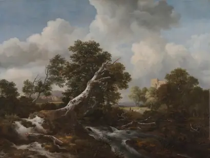 Dokumentasi museum Low Waterfall in a Wooded Landscape with a Dead Beech Tree. Jacob van Ruisdael (Dutch, 1628/29–1682).
