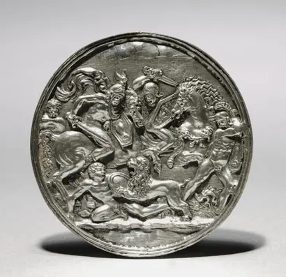 Dokumentasi museum Lion Hunt. follower of: Moderno (Italian, 1467–1528).
