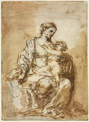 Dokumentasi museum Madonna Nursing the Christ Child. Bartolomé Esteban Murillo (Spanish, 1617–1682).