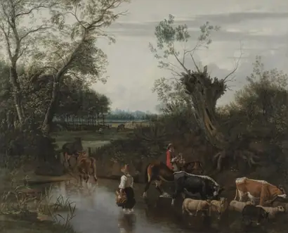 Dokumentasi museum Peasants Crossing a Stream. Jan Siberechts (Flemish, 1627-c. 1703).