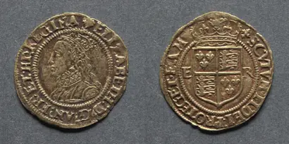 Dokumentasi museum Halfcrown: Elizabeth I (obverse); Crowned Shield of Arms (reverse). Nama pembuat belum tercantum pada daftar atribusi museum.
