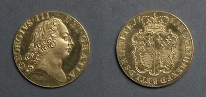 Dokumentasi museum Guinea: George III (obverse); Shield of Arms (reverse). design by: Richard Yeo (British, 1720–1779).