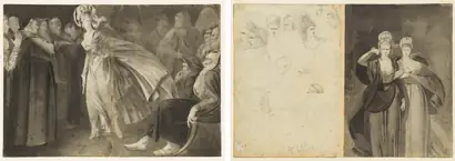Dokumentasi museum Woman Standing among the Friars (recto) Sketches of Heads (verso, left); Two Women (verso, right). John Brown (British, 1752–1787).