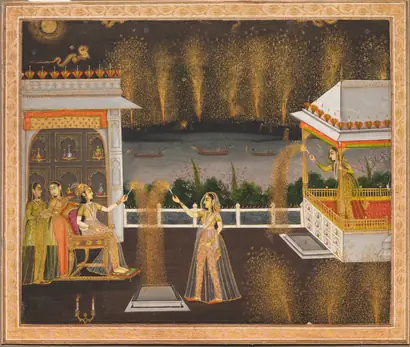 Dokumentasi museum Royal Women Celebrating Diwali. Nama pembuat belum tercantum pada daftar atribusi museum.