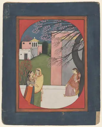 Dokumentasi museum The lovelorn heroine, from a Sat Sai of Bihari. Nama pembuat belum tercantum pada daftar atribusi museum.