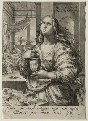 Dokumentasi museum Heroines of the New Testament: Mary Magdalen. Jan Saenredam (Dutch, 1565–1607); after: designer: Hendrick Goltzius (Dutch, 1558–1617).