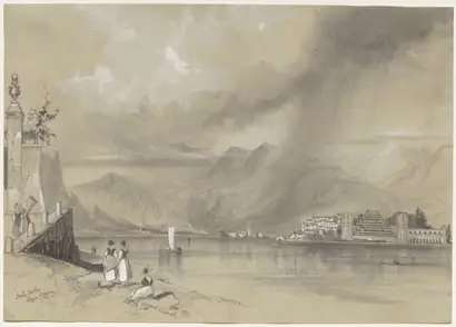 Dokumentasi museum Isola Bella, Lago Maggiore. Edward Lear (British, 1812–1888).